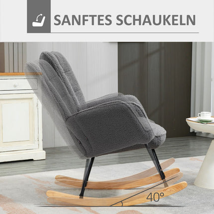 Schaukelnder Akzentsessel, dunkelgraues Berber-Fleece, 71x92x101 cm