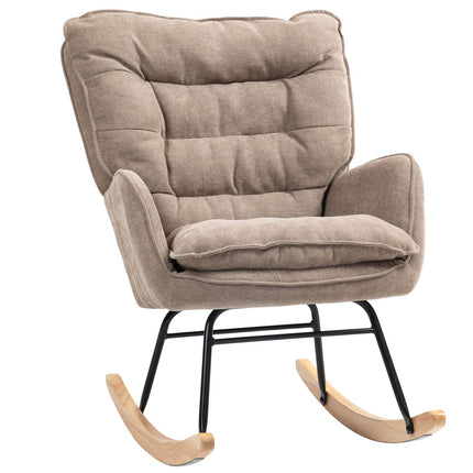 Brown armchair - Chenille Look, 120 kg Capacity Rocker