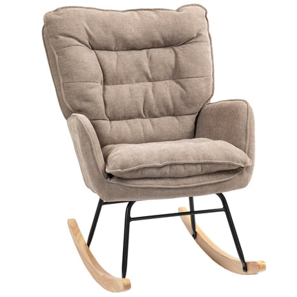 Brown armchair - Chenille Look, 120 kg Capacity Rocker