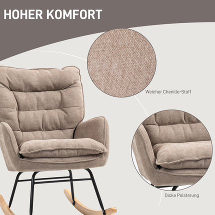 Brown armchair - Chenille Look, 120 kg Capacity Rocker