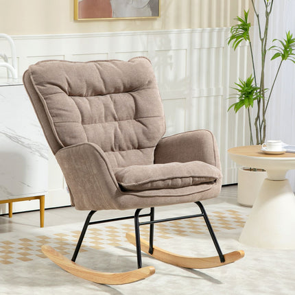 Brown armchair - Chenille Look, 120 kg Capacity Rocker