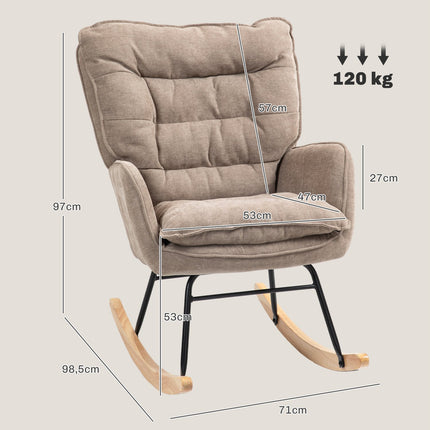 Brown armchair - Chenille Look, 120 kg Capacity Rocker