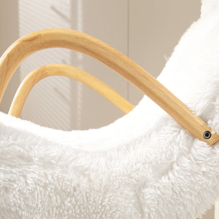Fauteuil à bascule, fauteuil, chaise d'allaitement aspect laine, chaise à bascule jusqu'à 120 kg de capacité de charge pour chambre à coucher, salon, blanc