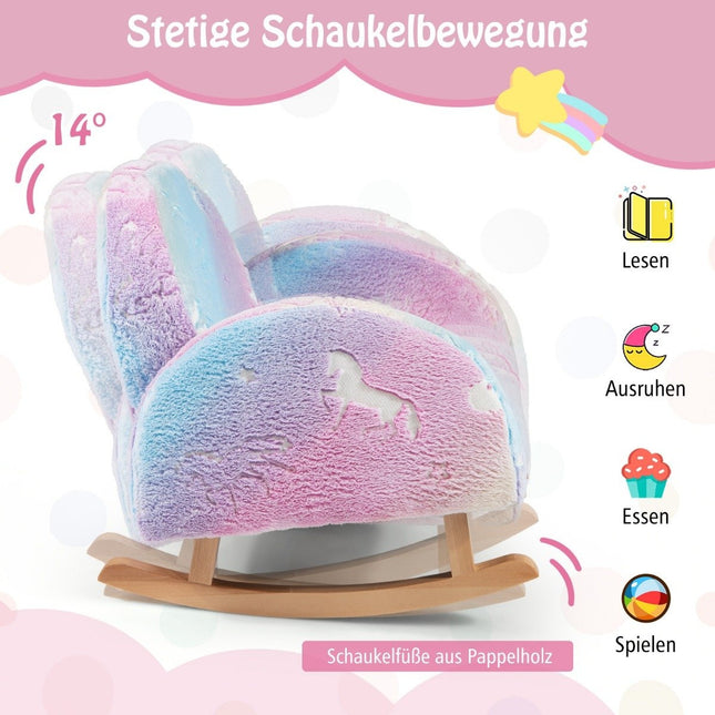 Schaukelstuhl Kinder Kindersofa im Dunkeln leuchtender Kindersessel mit Flanellstoff bezogen