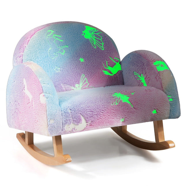 Schaukelstuhl Kinder Kindersofa im Dunkeln leuchtender Kindersessel mit Flanellstoff bezogen