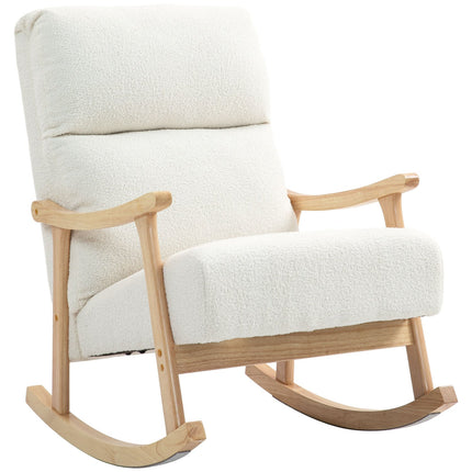 Cream White Velvet Look rocking chair for bedroom & living room