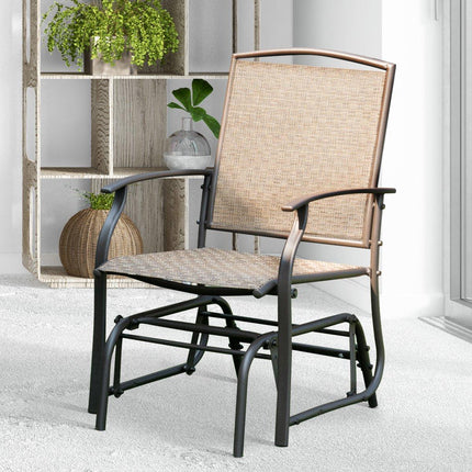 Chaise à bascule de jardin, chaise de patio, chaise de relaxation, marron