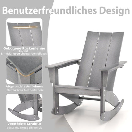 Schommelstoel voor buiten Adirondack tuinstoel van HDPE 93 x 55,5 x 90 cm grijs