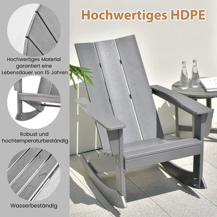 Schommelstoel voor buiten Adirondack tuinstoel van HDPE 93 x 55,5 x 90 cm grijs
