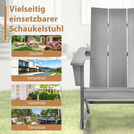 Schommelstoel voor buiten Adirondack tuinstoel van HDPE 93 x 55,5 x 90 cm grijs