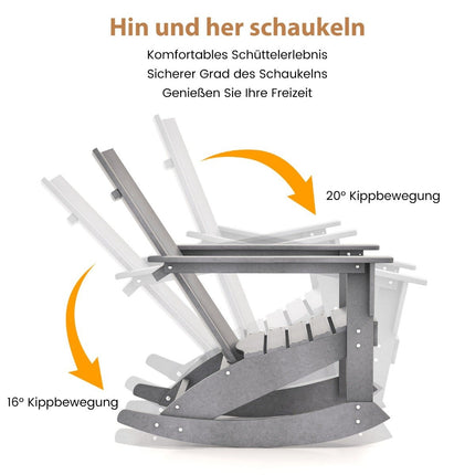 Schommelstoel voor buiten Adirondack tuinstoel van HDPE 93 x 55,5 x 90 cm grijs