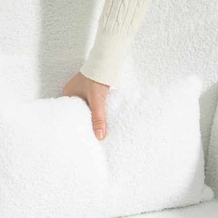 Fauteuil à bascule, fauteuil à bascule avec tissu aspect peluche, accoudoir, fauteuil d'allaitement avec patins en bois, coussin lombaire, fauteuil de relaxation avec poche latérale pour salon, chambre, blanc