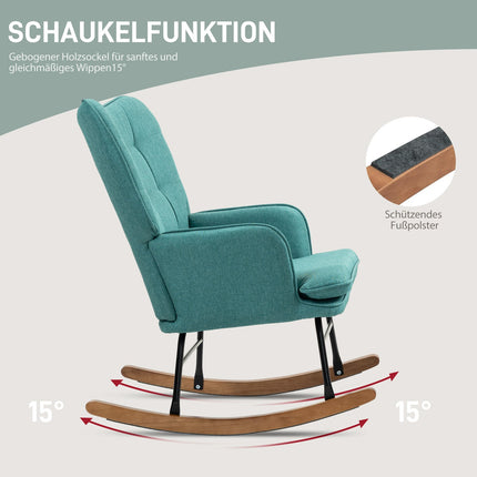 Schaukelstuhl in Leinenoptik mit Hocker, belastbar bis 130 kg
