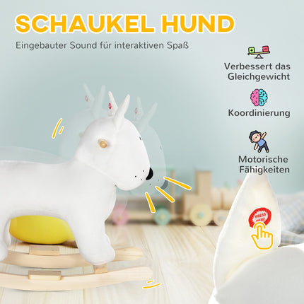Plüsch-Schaukelhund mit Sound, Holzgestell, 2-4 Jahre