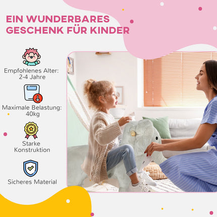 Schaukeltier mit grauem Plüschelefanten mit Sound für 2-4 Jahre