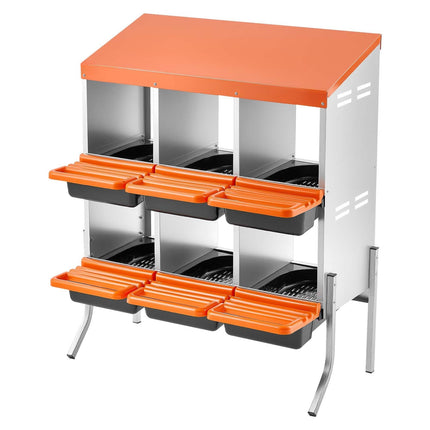 Roll Away Chicken Nesting Box, 6 Compartments With Legs