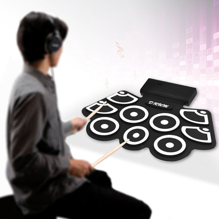 Roll-Up Electronic Drum Pad, USB MIDI, Bluetooth, Headphone Jack