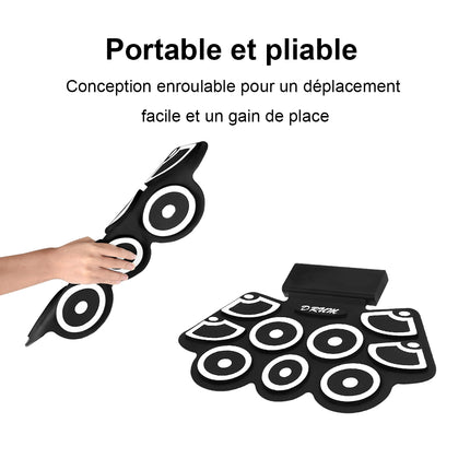 Roll-Up Electronic Drum Pad, USB MIDI, Bluetooth, Headphone Jack