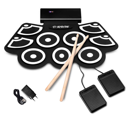 Roll-Up Electronic Drum Pad, USB MIDI, Bluetooth, Headphone Jack