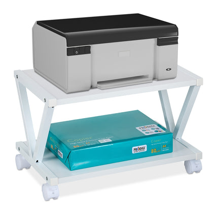 Rollable Printer Stand with Wheels and Shelves