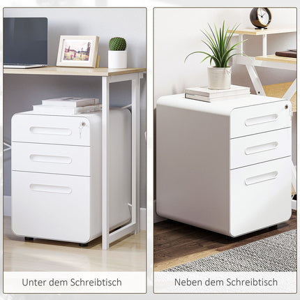 Büro-Rollcontainer - 3 Schubladen, Stahl, weiß, 39x48x59cm