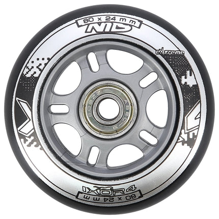 Rollschuh-Rollen 80x24mm Schwarz, ABEC-9 Kugellager Set