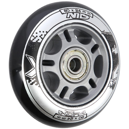 Rollschuh-Rollen 80x24mm Schwarz, ABEC-9 Kugellager Set