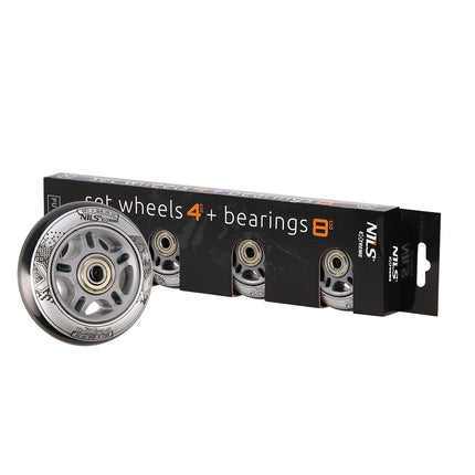 Rollschuh-Rollen 80x24mm Schwarz, ABEC-9 Kugellager Set