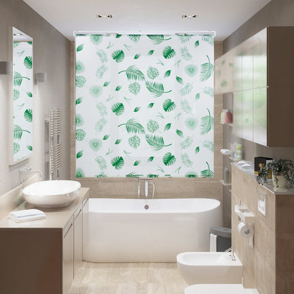 Store enrouleur pour douche Feuilles vertes
