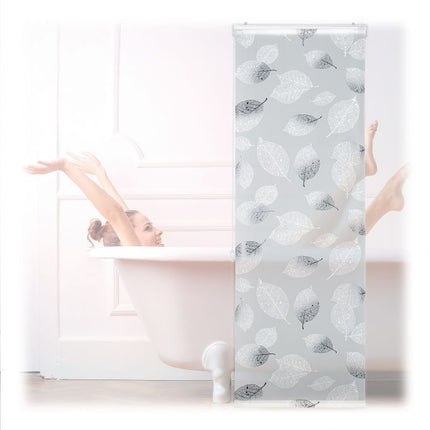 Store enrouleur pour douche avec motif feuille