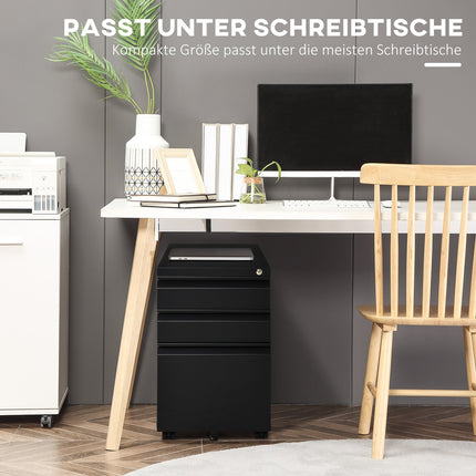 Rollbarer Stahlschrank mit 3 Schubladen – Büroaufbewahrung