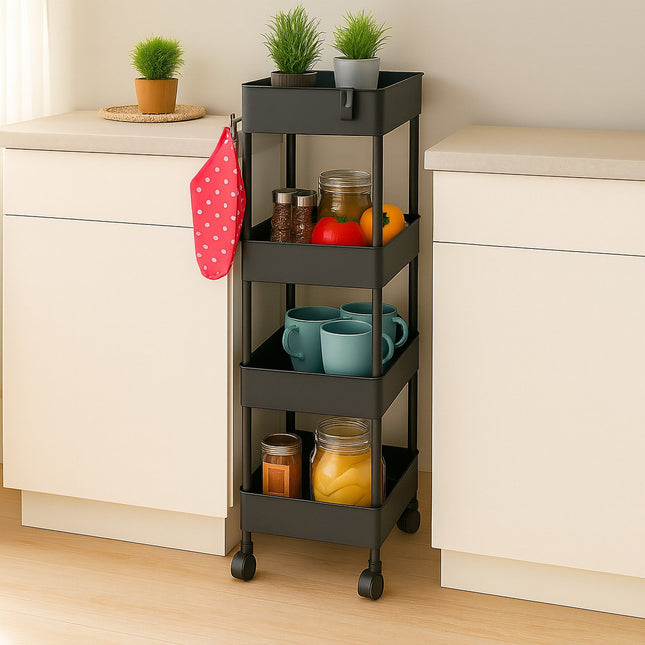 Rolling Cart with 4 Levels – Kitchen & Bathroom Storage