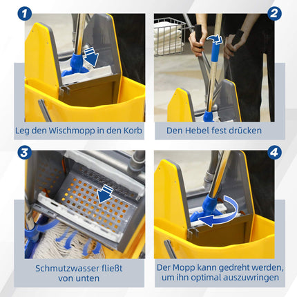 Reinigungs-Fahreimer, 26L, Kunststoff, Metallgriff
