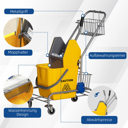 Reinigungs-Fahreimer, 26L, Kunststoff, Metallgriff