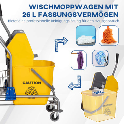 Reinigungs-Fahreimer, 26L, Kunststoff, Metallgriff