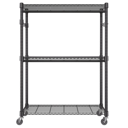 Rolling Clothes Rack, 2 Rods, 3 Tiers, Adjustable Height, 400 lb