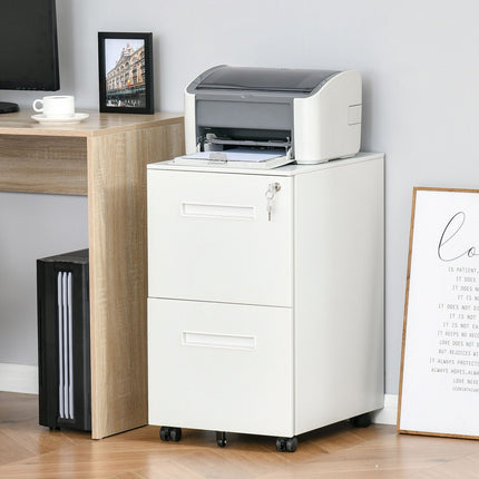 Lockable steel filing cabinet on wheels, 2 drawers, A4