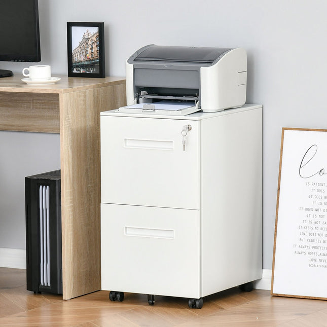 Lockable steel filing cabinet on wheels, 2 drawers, A4