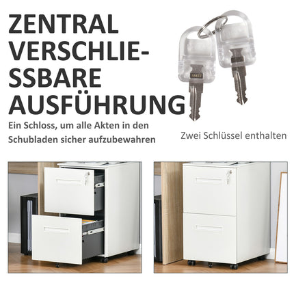 Lockable steel filing cabinet on wheels, 2 drawers, A4