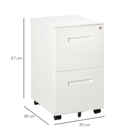 Lockable steel filing cabinet on wheels, 2 drawers, A4