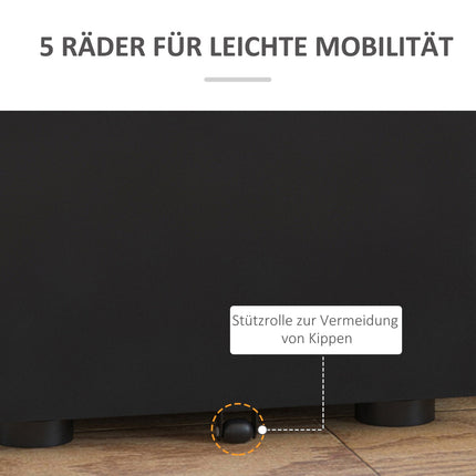 Mobiler Stahl-Rollcontainer mit 3 Schubladen, Schwarz 39x48x59 cm