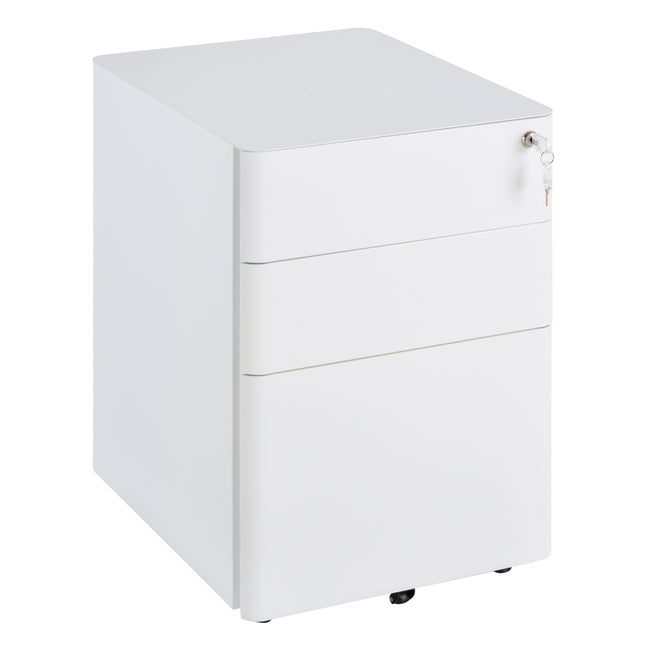 Weißer Rollcontainer aus Stahl mit 3 Schubladen, 39x48x59 cm