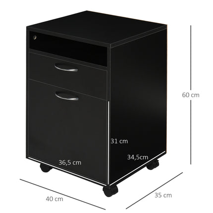 Rollcontainer mit Schublade – Schwarz, 40x35x60 cm