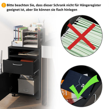 Rollcontainer mit Schublade – Schwarz, 40x35x60 cm