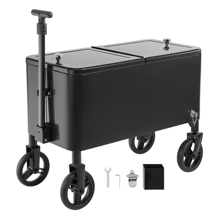 Rolling Cooler Cart, 80 Qt, Telescopic Handle, Wheels