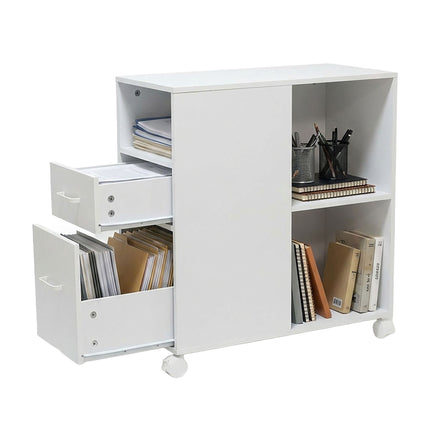 Rolling Filing Cabinet with 2 Drawers & 3 Shelves