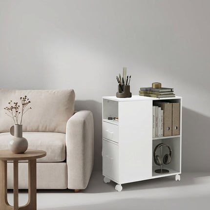 Rolling Filing Cabinet with 2 Drawers & 3 Shelves