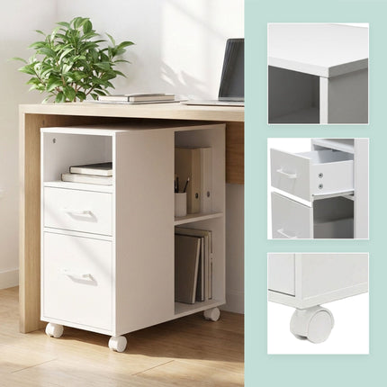 Rolling Filing Cabinet with 2 Drawers & 3 Shelves