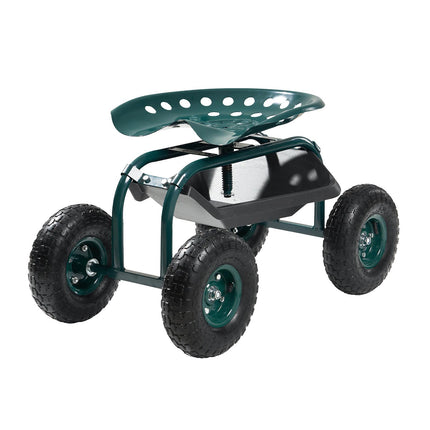Rolling Garden Cart With Swivel Seat, 300 lb Capacity