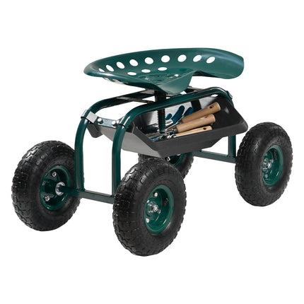 Rolling Garden Cart With Swivel Seat, 300 lb Capacity